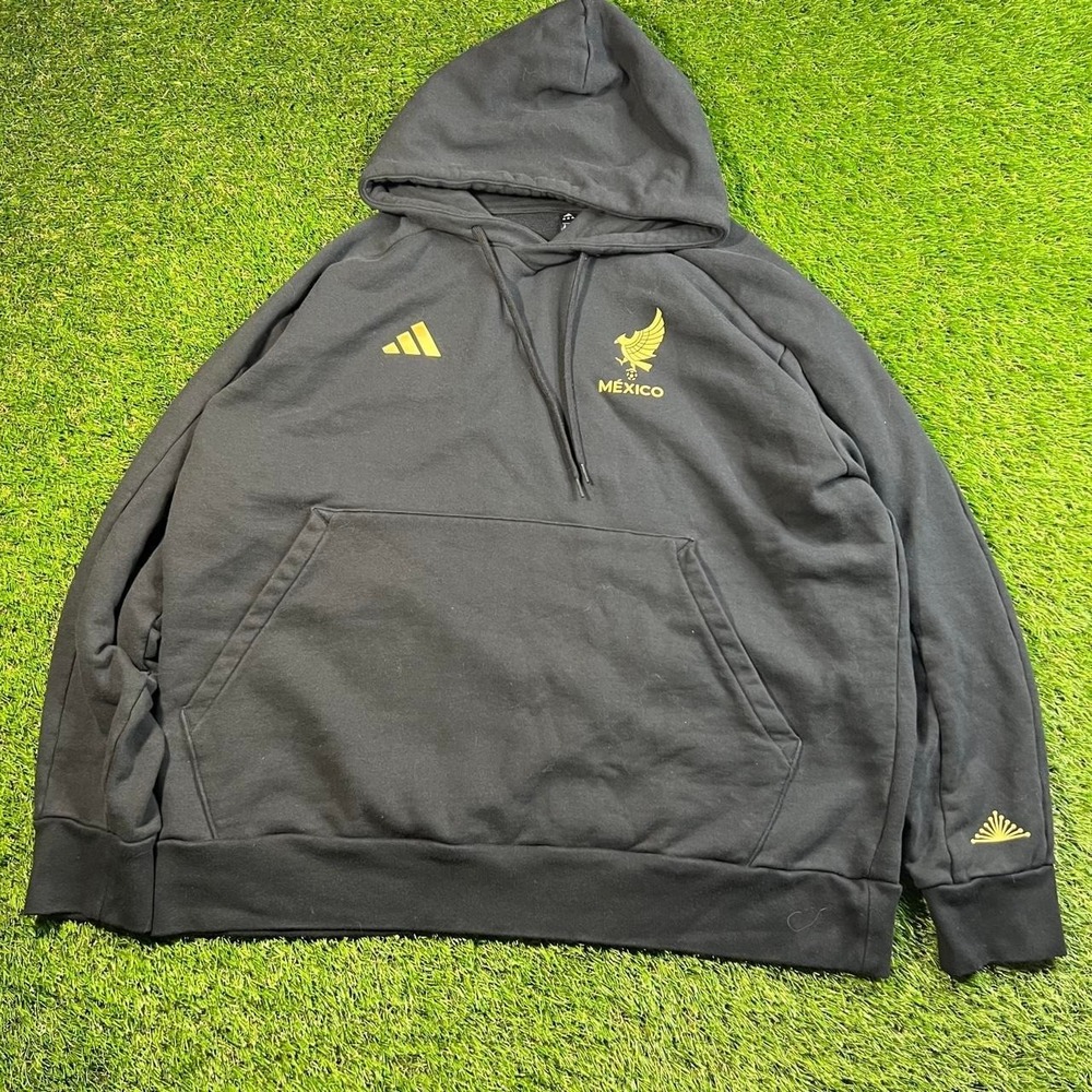adidas Mexico Gold DNA Hoodie Black Gold Soccer FMF Men's 2XL SS25 JM2868